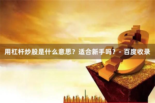 用杠杆炒股是什么意思？适合新手吗？- 百度收录
